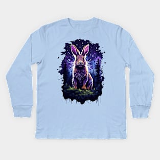 Giant rabbits night in the forest Kids Long Sleeve T-Shirt